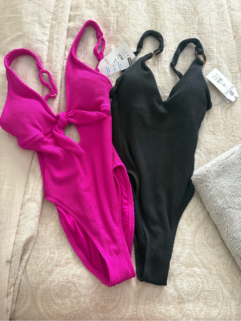 Time and Tru Black Ribbed One-Piece Swimsuit with Ring-Strap Detail 2 for $25
